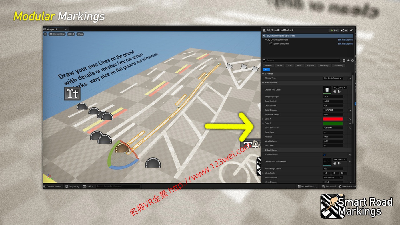 图片[13]-UE5（虚幻引擎5）资源：Smart Road Markings 智能道路标记-VR全景