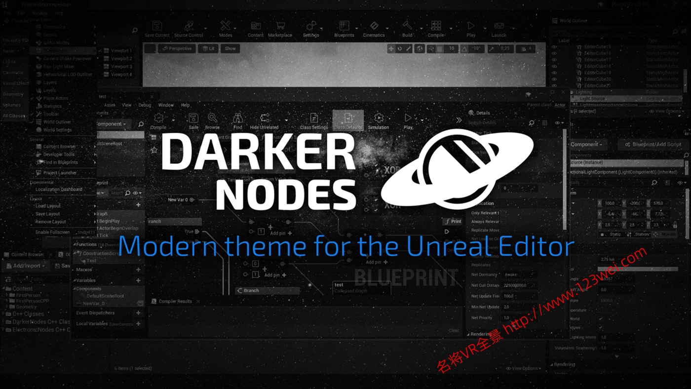 图片[1]-UE5（虚幻引擎5）资源：Darker Nodes 虚幻编辑器的一个现代主题-VR全景