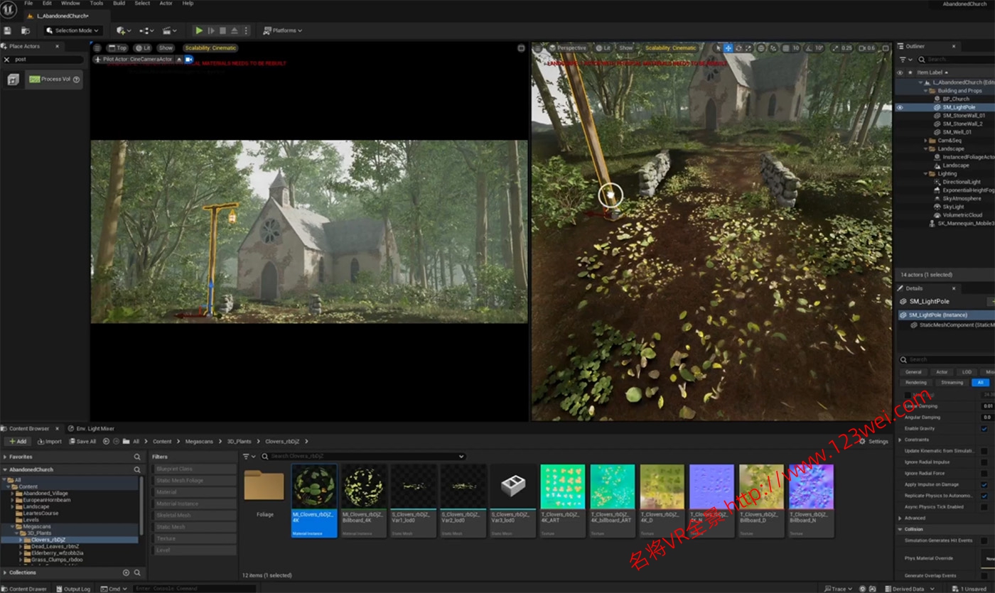 图片[4]-UE5（虚幻引擎5）视频教程：UE5创建废弃教堂环境场景教程_中文字幕【推荐】-VR全景