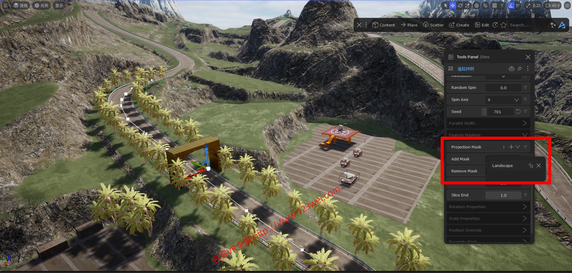 图片[2]-UE5（虚幻引擎5）值得推荐：通过DASH在道路两边种树并贴合地面-VR全景