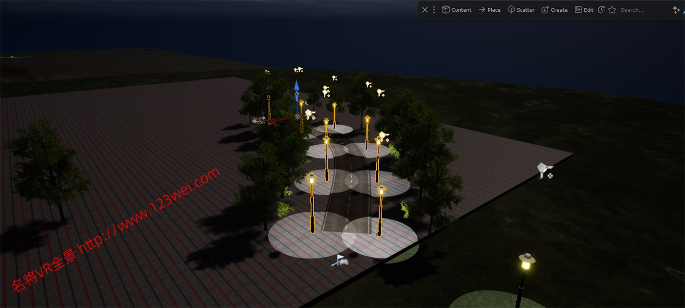 图片[5]-UE5（虚幻引擎5）值得推荐：用DASH制作道路两旁路灯的效果-VR全景